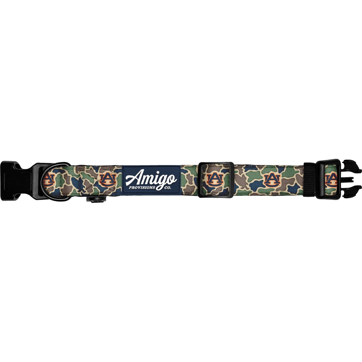 Amigo Provisions Tigers Performance Nylon Dog Collar, Auburn Camo, Medium/Large: 14 to 18-in neck, 1-in wide