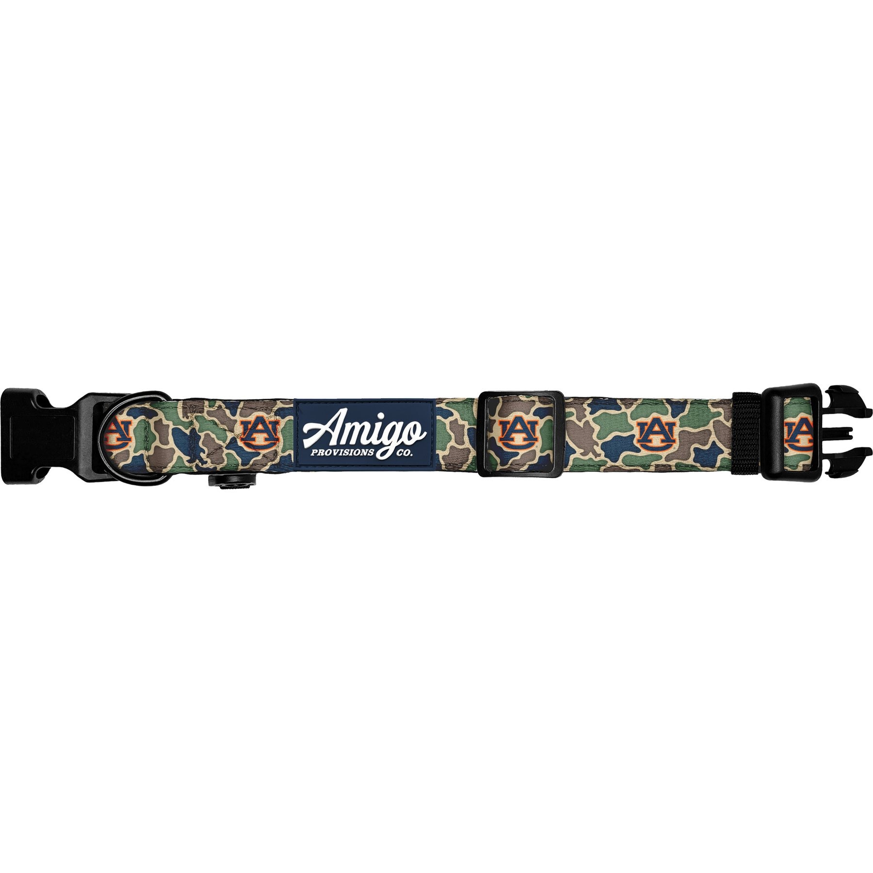 Amigo Provisions Tigers Performance Nylon Dog Collar, Auburn Camo, Medium/Large: 14 to 18-in neck, 1-in wide