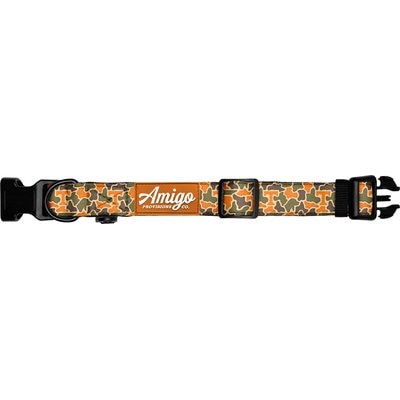 Amigo Provisions Amigo Provisions Vols Performance Nylon Dog Collar, Tennessee Camo, Medium/Large: 14 to 18-in neck, 1-in wide