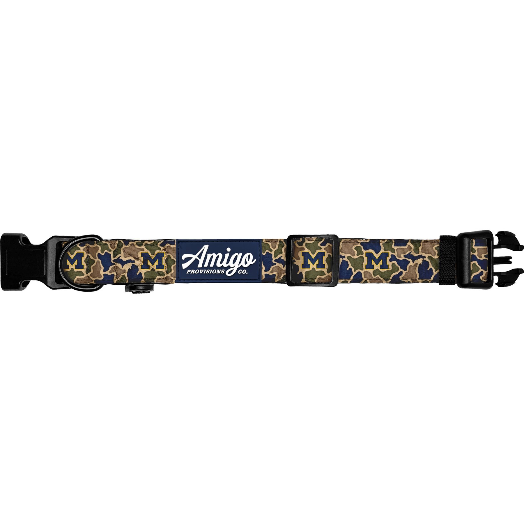 Amigo Provisions Wolverine Performance Nylon Dog Collar, Michigan Camo, X-Small/Small: 10 to 14-in neck, 3/4-in wide
