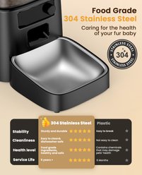 OneIsAll Dual Power Automatic Cat Feedeer with Stainless Steel Bowl & Desiccant Bag, Black, Medium: 12-cup slide 2 of 9