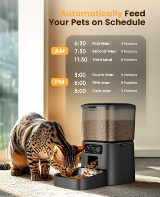 Show full view: OneIsAll Dual Power Automatic Cat Feedeer with Stainless Steel Bowl & Desiccant Bag, Black, Medium: 12-cup slide 8 of 9