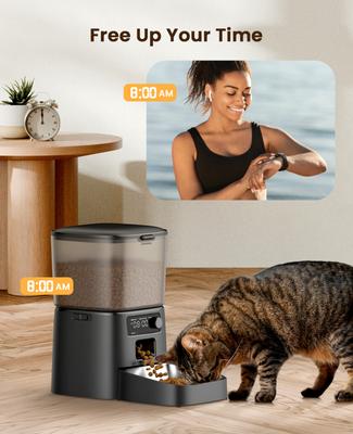 Show full view: OneIsAll Dual Power Automatic Cat Feedeer with Stainless Steel Bowl & Desiccant Bag, Black, Medium: 12-cup slide 3 of 9