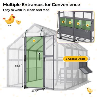 Show full view: Coziwow Outdoor Run Wooden Chicken Coop with Nesting Boxes, Large: 107-in, Gray slide 3 of 10