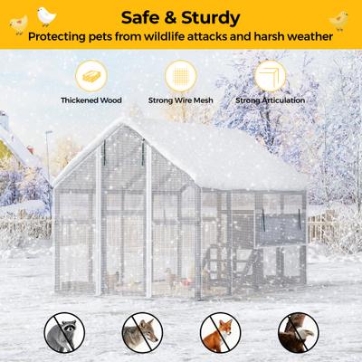 Show full view: Coziwow Outdoor Run Wooden Chicken Coop with Nesting Boxes, Large: 107-in, Gray slide 6 of 10