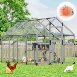 Coziwow Outdoor Run Wooden Chicken Coop with Nesting Boxes, Large: 107-in, Gray