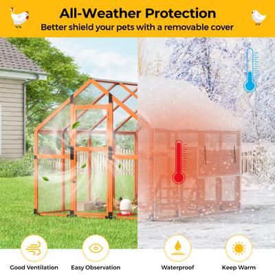 Show full view: Coziwow Outdoor Run Wooden Chicken Coop with Nesting Boxes, Large: 107-in, Orange slide 4 of 10