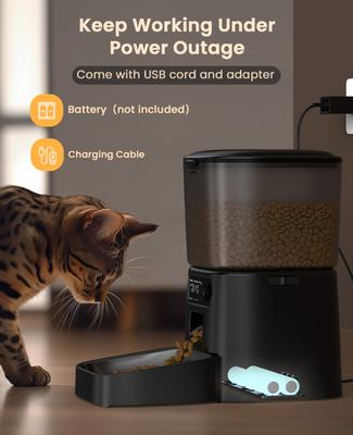 Show full view: OneIsAll Dual Power Automatic Cat Feedeer with Stainless Steel Bowl & Desiccant Bag, Black, Medium: 12-cup slide 2 of 9