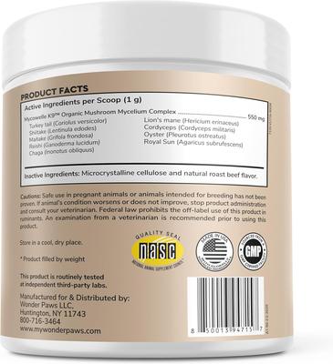 Show full view: Wonder Paws Superhero Turkey Tail Mushroom Powder Supplement for Dogs, 90-g jar slide 3 of 9