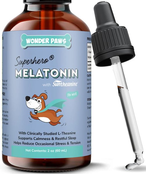 Show full view: Wonder Paws Melatonin & L-Theanine Bacon Flavored Liquid Calming Supplement for Dogs, 2-fl oz bottle slide 1 of 10
