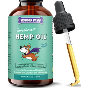 Wonder Paws Hemp Oil with Wild Salmon Oil, Calming Hemp Supplement for Dogs, 2-fl oz bottle