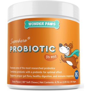 Wonder Paws Probiotic Superhero Chews Duck Flavor Supplement for Dogs, 90 count