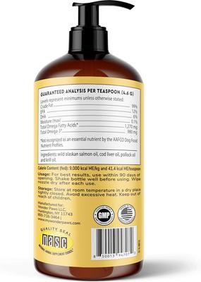 Show full view: Wonder Paws Fish Oil Skin, Joint, Immune & Heart Health Liquid Supplement for Dogs, 16-fl oz bottle slide 9 of 11