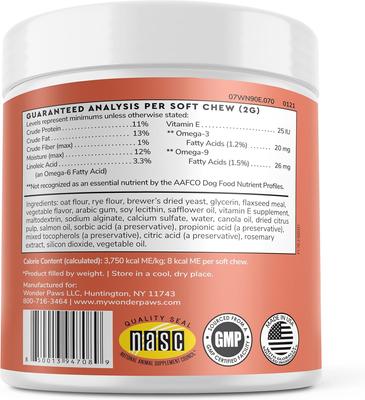 Show full view: Wonder Paws Skin & Coat Soft Chews Supplement for Dogs, 70 count slide 3 of 10