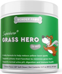 Wonder Paws Grass Hero Burn Spot Treatment & Urinary Health Soft Chews Supplement for Dogs, 60 count
