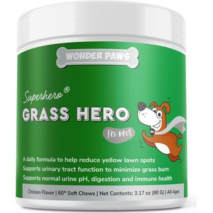 Wonder Paws Grass Hero Burn Spot Treatment & Urinary Health Soft Chews Supplement for Dogs, 60 count