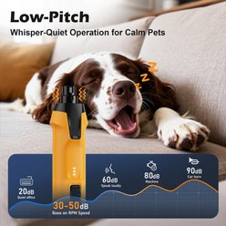 Bousnic Whisper Quiet 6-Speed Nail Grinder for Dogs & Cats with 2 LED Light, Yellow slide 2 of 8