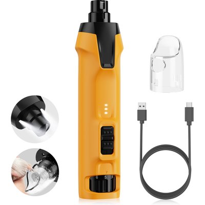Bousnic Bousnic Whisper Quiet 6-Speed Nail Grinder for Dogs & Cats with 2 LED Light, Yellow