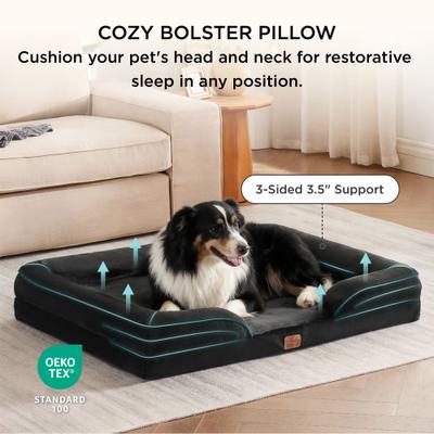 Bedsure Orthopedic Bolster Dog Sofa Bed with Removable Cover