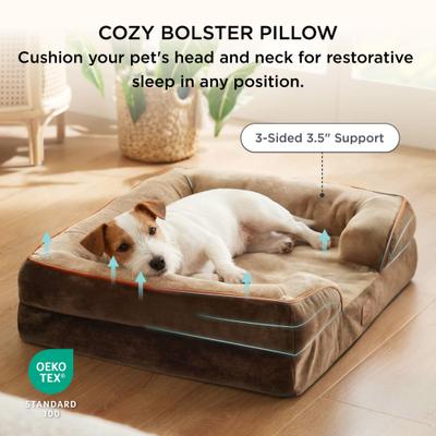 Bedsure Orthopedic Bolster Dog Sofa Bed with Removable Cover