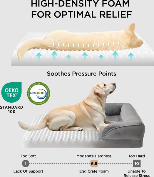 Show full view: Bedsure Orthopedic Bolster Dog Sofa Bed with Removable Cover, Grey, X-Large slide 2 of 11