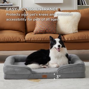 Bedsure Orthopedic Bolster Dog Sofa Bed with Removable Cover, Grey, X-Large