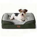 Bedsure Orthopedic Bolster Dog Sofa Bed with Removable Cover, Dark Green, Medium
