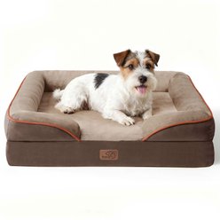 Bedsure Orthopedic Bolster Dog Sofa Bed with Removable Cover, Dark Brown, Medium