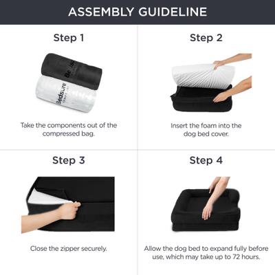 Show full view: Bedsure Orthopedic Bolster Dog Sofa Bed with Removable Cover, Dark Black, Medium slide 7 of 11