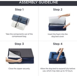 Bedsure Orthopedic Bolster Dog Sofa Bed with Removable Cover, Navy Blue, Large