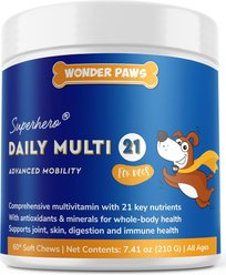 Wonder Paws Daily Multi 21 Multivitamin Soft Chews Supplement for Dogs, 60 count