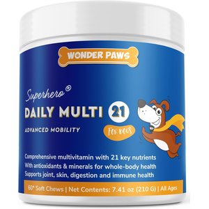 Wonder Paws Daily Multi 21 Multivitamin Soft Chews Supplement for Dogs, 60 count
