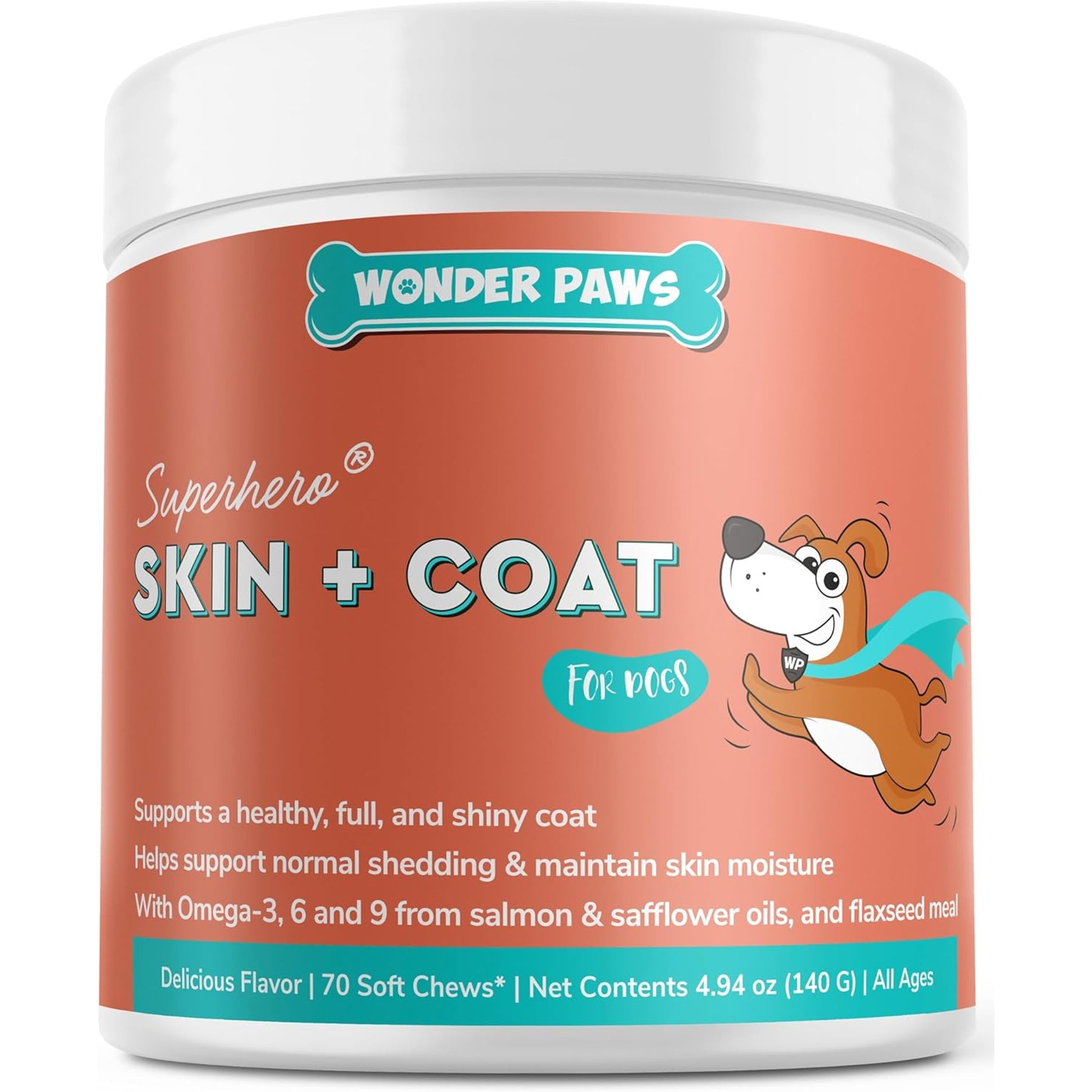 Wonder Paws Skin & Coat Soft Chews Supplement for Dogs, 70 count