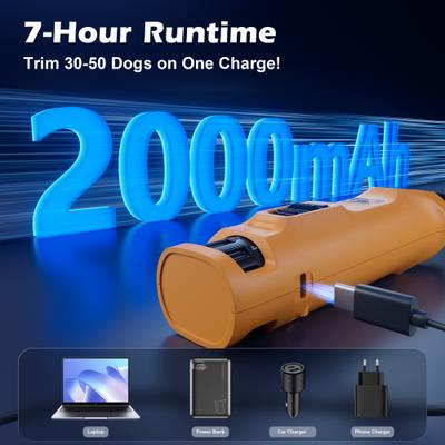 Show full view: Bousnic Whisper Quiet 6-Speed Nail Grinder for Dogs & Cats with 2 LED Light, Yellow slide 7 of 8