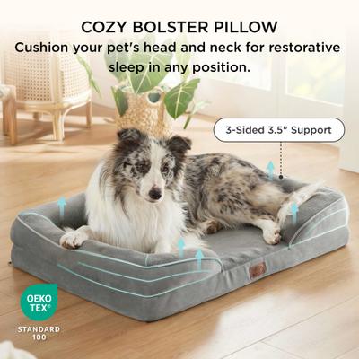 Bedsure Orthopedic Bolster Dog Sofa Bed with Removable Cover