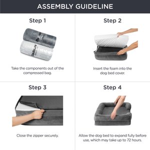 Bedsure Orthopedic Bolster Dog Sofa Bed with Removable Cover, Dark Grey, X-Large