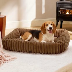 Bedsure Orthopedic Bolster Dog Bed with Removable Cover, Copper Brown, Large