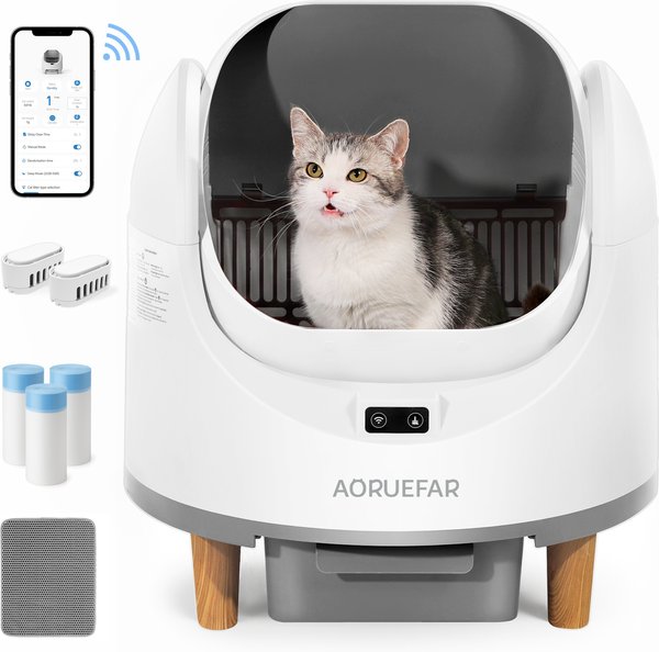Show full view: Aoruefar Open-Top Smart Self Cleaning Cat Litter Box Bundle slide 1 of 9