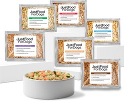 JustFoodForDogs Sampler Variety Box Frozen Human-Grade Fresh Dog Food, 18-oz pouch, case of 7