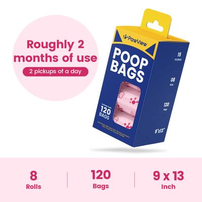 Show full view: Pawview Dog Poop Bags, Lavender Scented, Pink, 8 rolls /120 bags slide 2 of 10