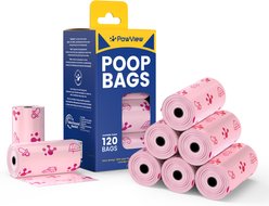 Pawview Dog Poop Bags, Lavender Scented, Pink, 8 rolls /120 bags