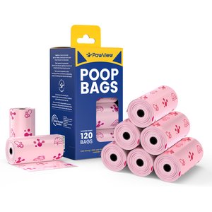 Pawview Dog Poop Bags, Lavender Scented, Pink, 8 rolls /120 bags