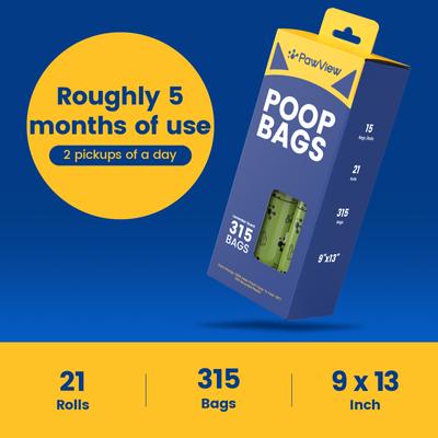 Show full view: Pawview Dog Poop Bags, Lavender Scented, Green, 21 rolls/315 bags slide 3 of 11
