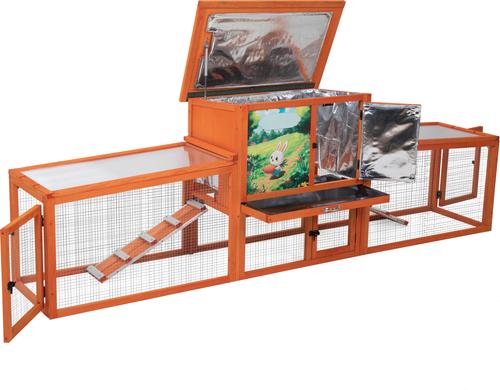 Show full view: Coziwow 94.5-in Weatherproof Insulated Wood Rabbit Outdoor Cage with Runs Colorful Patterns, Orange slide 8 of 9