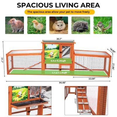 Show full view: Coziwow 94.5-in Weatherproof Insulated Wood Rabbit Outdoor Cage with Runs Colorful Patterns, Orange slide 2 of 9