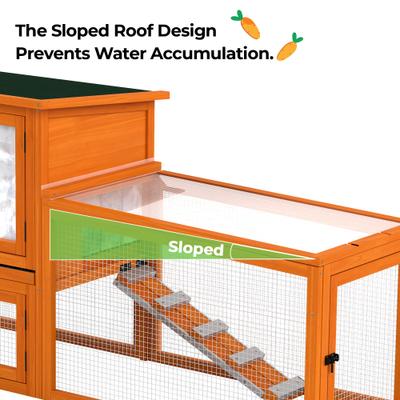 Show full view: Coziwow 94.5-in Weatherproof Insulated Wood Rabbit Outdoor Cage with Runs Colorful Patterns, Orange slide 6 of 9