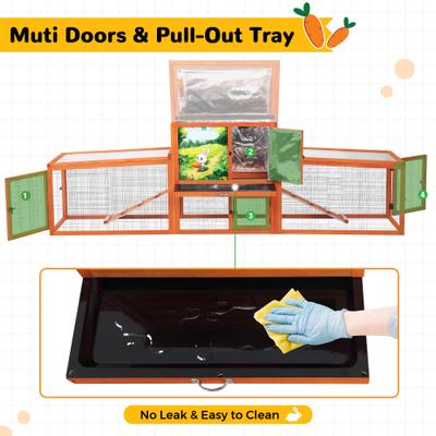 Show full view: Coziwow 94.5-in Weatherproof Insulated Wood Rabbit Outdoor Cage with Runs Colorful Patterns, Orange slide 4 of 9