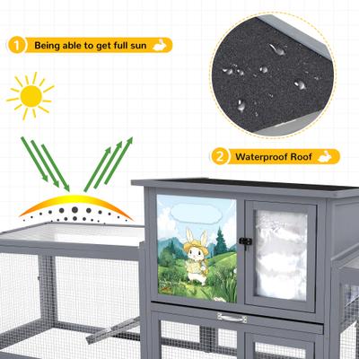 Show full view: Coziwow 94.5-in Weatherproof Insulated Wood Rabbit Outdoor Cage with Runs Colorful Patterns, Gray slide 6 of 9