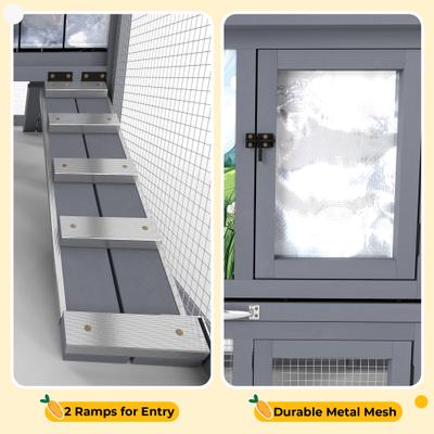 Show full view: Coziwow 94.5-in Weatherproof Insulated Wood Rabbit Outdoor Cage with Runs Colorful Patterns, Gray slide 5 of 9