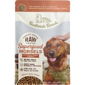 Badlands Ranch Superfood Complete Raw Coated Morsels Wild Fish Dry Dog Food, 20-lb bag